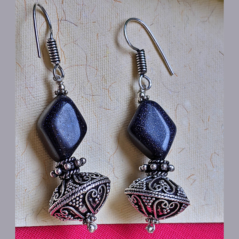 Blue sandstone silver Earing – Eersha