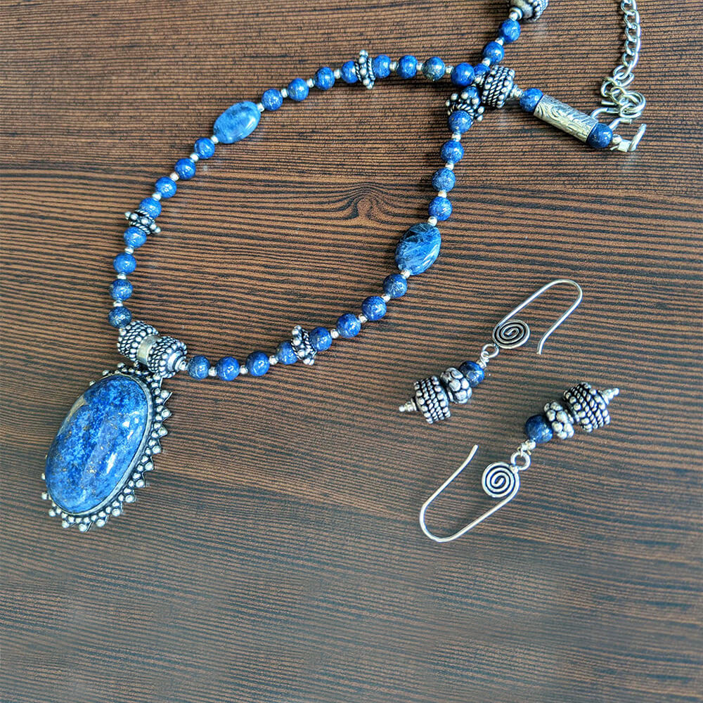 Lapiz Lazuli blue necklace set – Eersha